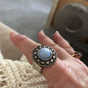 Elegant Silver and Blue Statement Ring